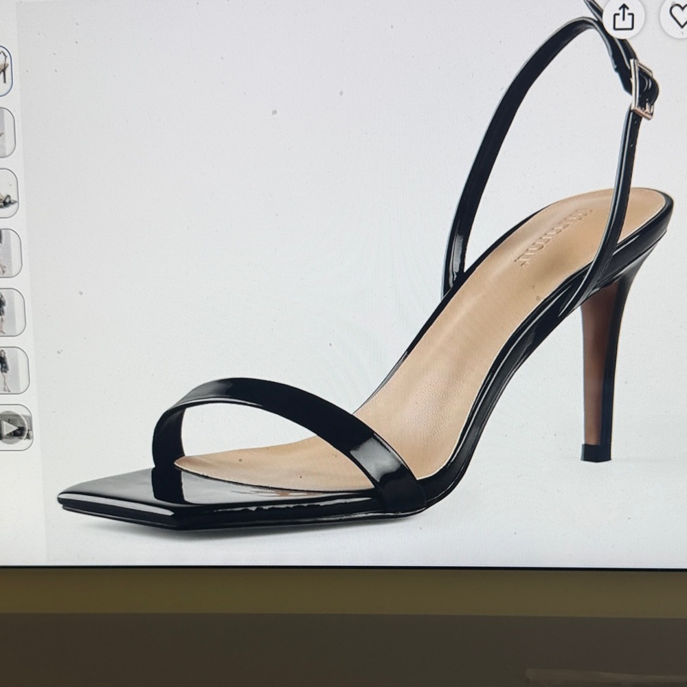 Black Patent Leather Slingback High Heel Sandal